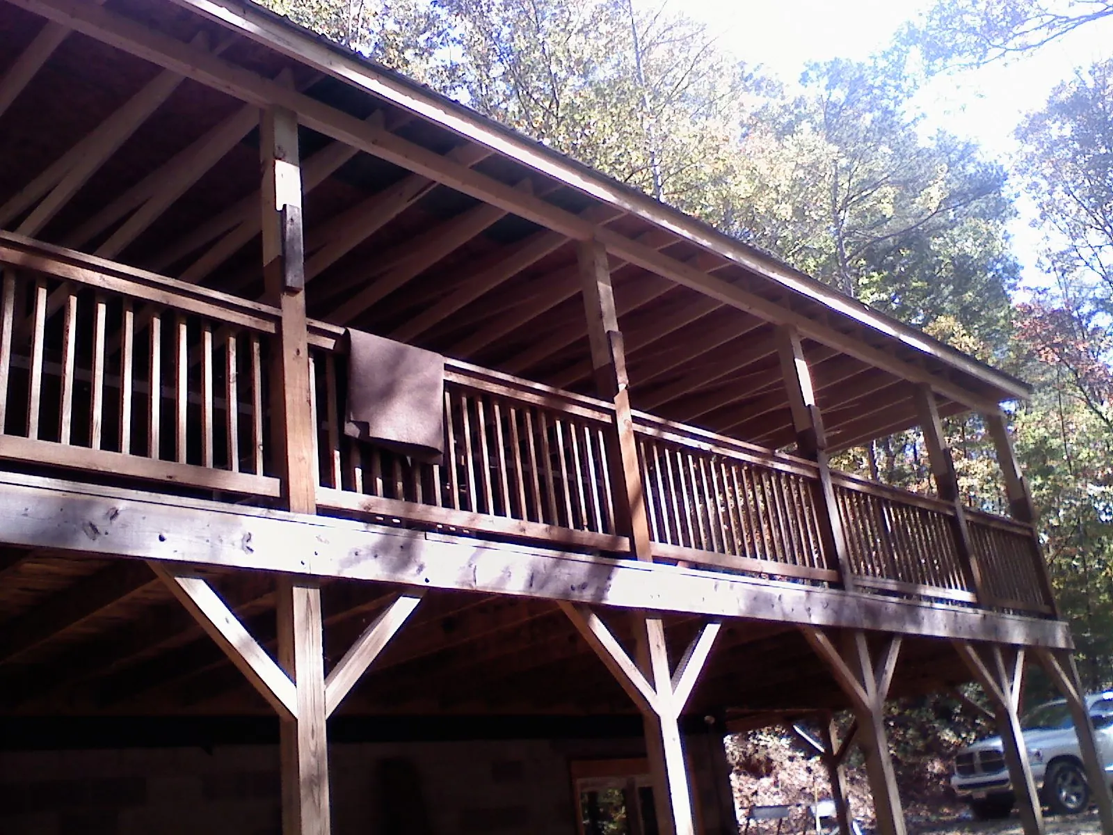 Timber framing under a new elevated porch and deck — Roof Leak Repair in Maryland Line by Roofing Brothers
